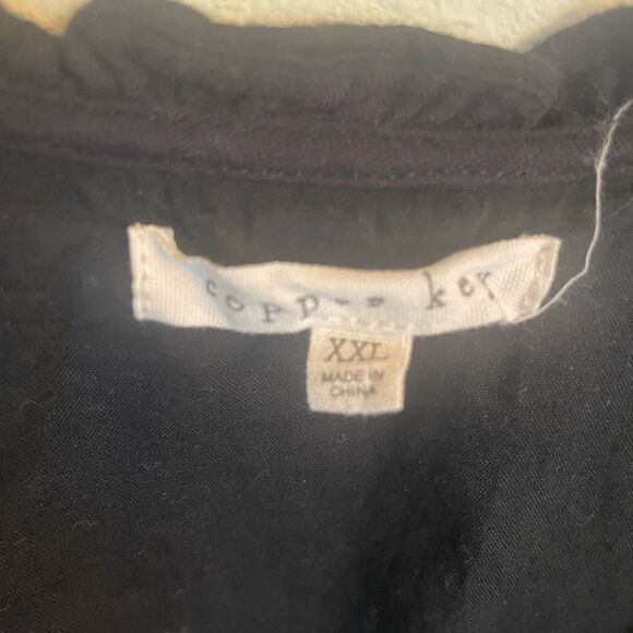 Copper Key short sleeve black gauze tie back dress with elastic sleeves XXL - Picture 2 of 6